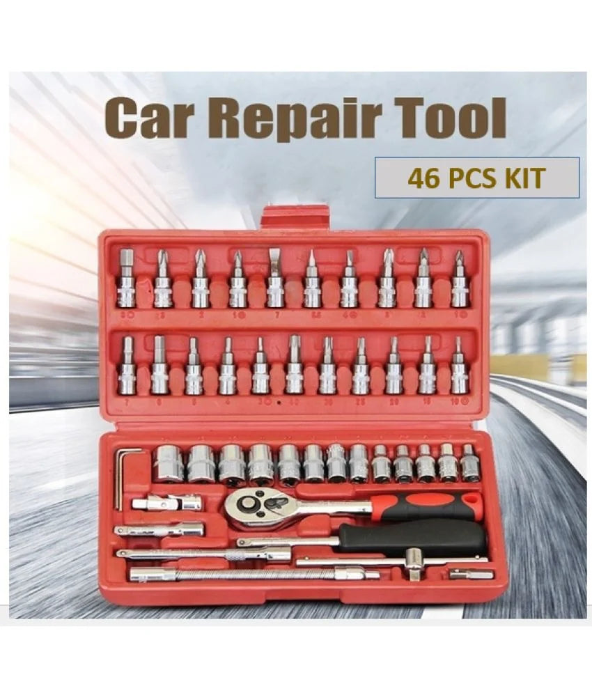 46 Piece Socket Tool Kit Set | Professional Automotive & Home Repair Tool set, mechanic tool set, diy tool kit, hand tools India, professional toolkit